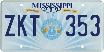 MS license plate ZKT353