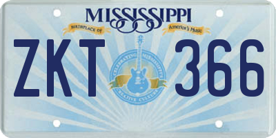 MS license plate ZKT366
