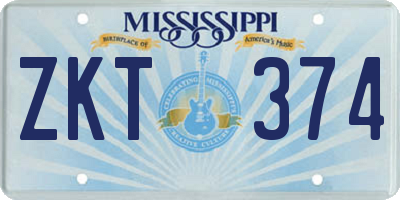 MS license plate ZKT374