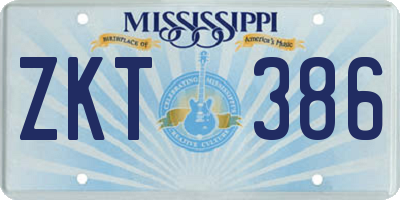 MS license plate ZKT386