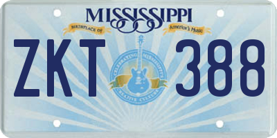 MS license plate ZKT388