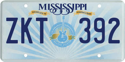 MS license plate ZKT392