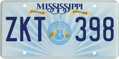 MS license plate ZKT398