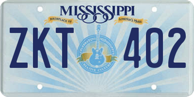 MS license plate ZKT402