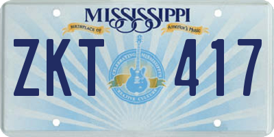 MS license plate ZKT417