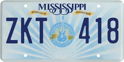 MS license plate ZKT418