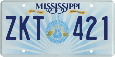 MS license plate ZKT421