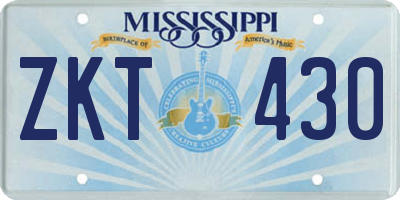 MS license plate ZKT430