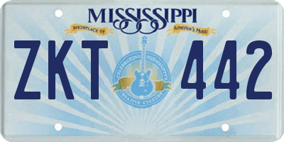 MS license plate ZKT442
