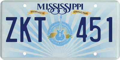 MS license plate ZKT451
