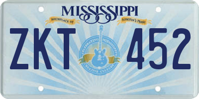 MS license plate ZKT452