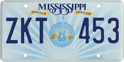 MS license plate ZKT453