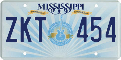 MS license plate ZKT454
