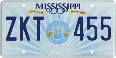 MS license plate ZKT455