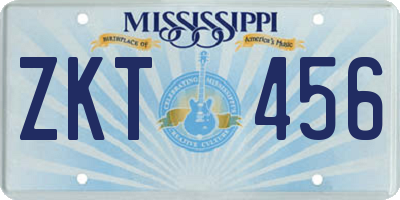 MS license plate ZKT456