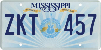 MS license plate ZKT457