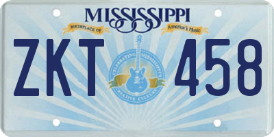 MS license plate ZKT458