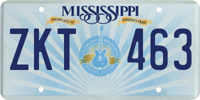 MS license plate ZKT463