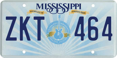 MS license plate ZKT464