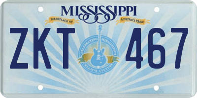 MS license plate ZKT467