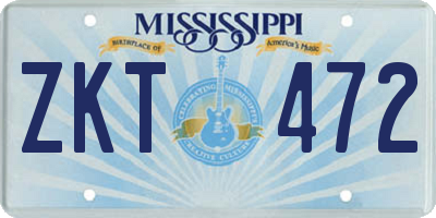MS license plate ZKT472