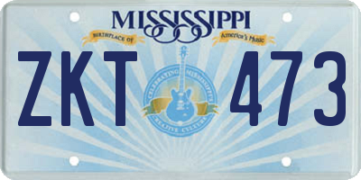 MS license plate ZKT473