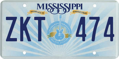 MS license plate ZKT474