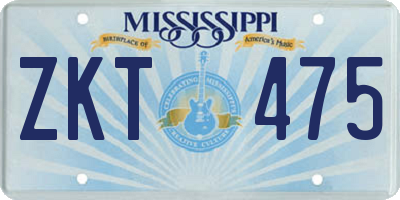 MS license plate ZKT475