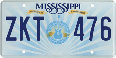 MS license plate ZKT476