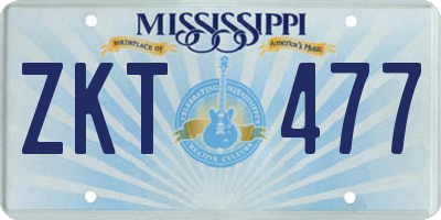 MS license plate ZKT477