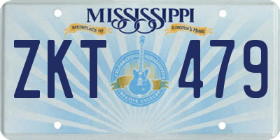 MS license plate ZKT479
