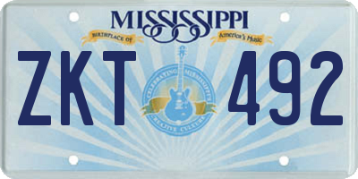 MS license plate ZKT492