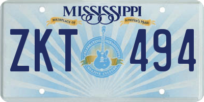 MS license plate ZKT494