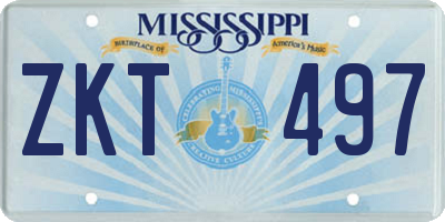 MS license plate ZKT497