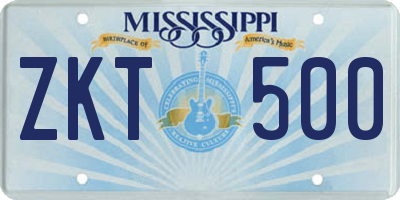 MS license plate ZKT500