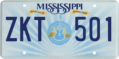MS license plate ZKT501