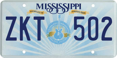 MS license plate ZKT502