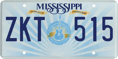 MS license plate ZKT515