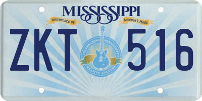 MS license plate ZKT516