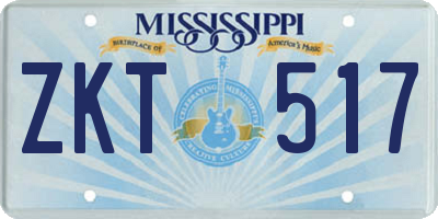MS license plate ZKT517