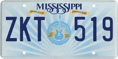 MS license plate ZKT519