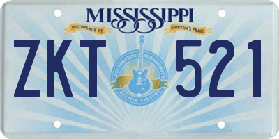 MS license plate ZKT521