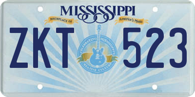 MS license plate ZKT523