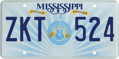 MS license plate ZKT524