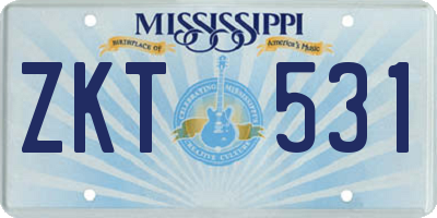 MS license plate ZKT531