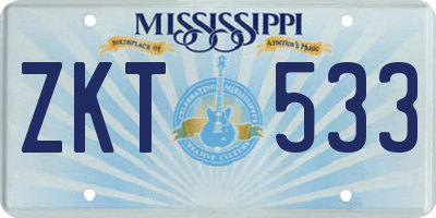 MS license plate ZKT533