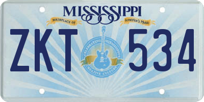MS license plate ZKT534