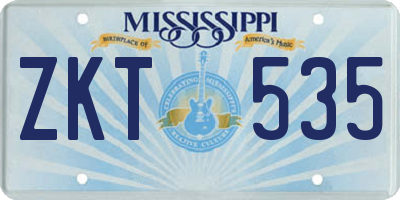 MS license plate ZKT535