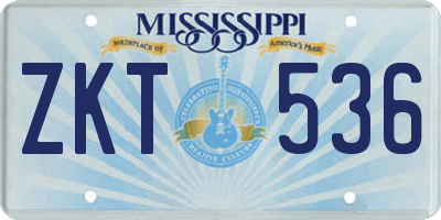 MS license plate ZKT536