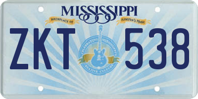 MS license plate ZKT538